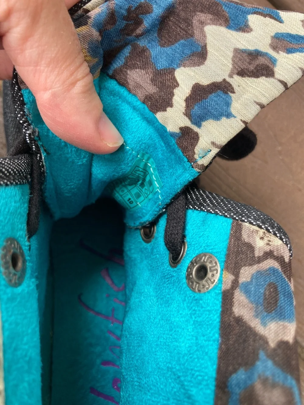 Blowfish Malibu Women’s Black Canvas Foldover Hi- Top Sneakers with Turquoise